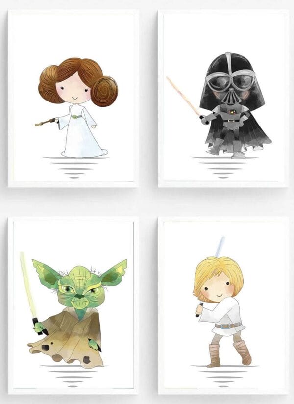 Cuadros decorativos para niños, personajes de star wars